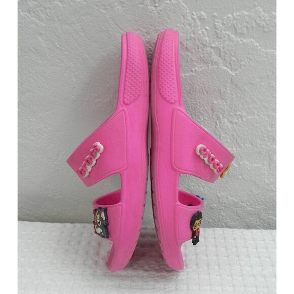 Pink Crocs Sandals With Fun Character Charms Size M5/W7 Lightweight Casual - Picture 11 of 11